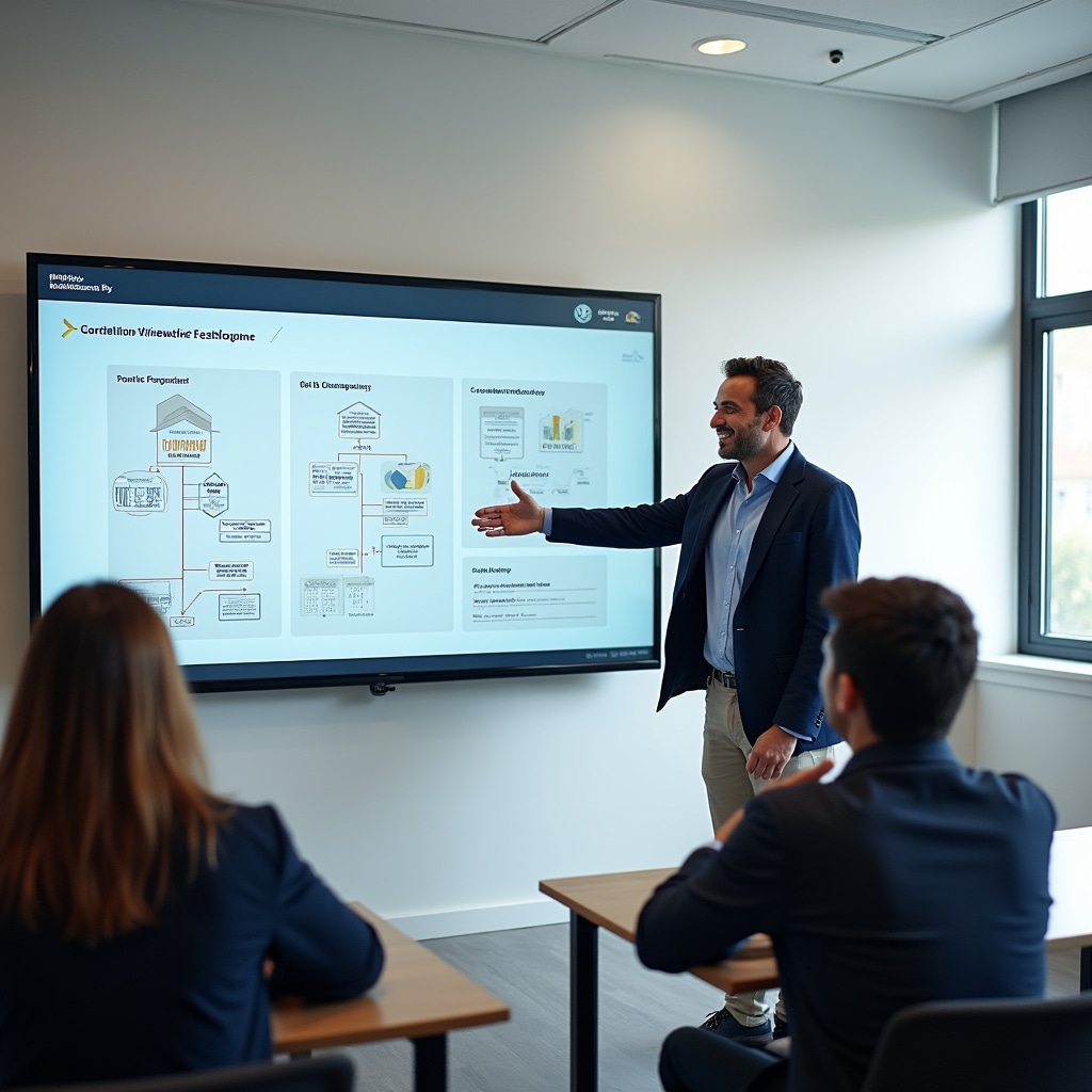 Instructor explaining real estate fundamentals to students