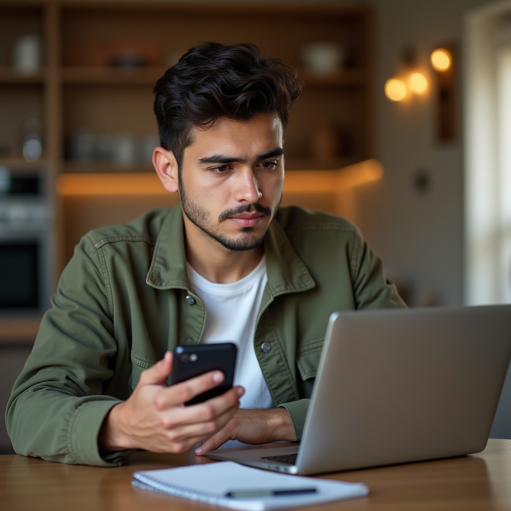 Young person researching real estate investment options on laptop